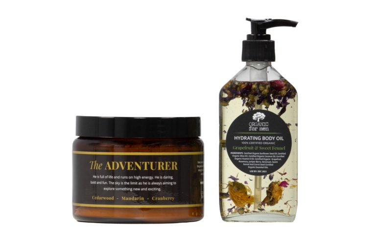 Adenturer Candle with Hydrating Body Oil Duo