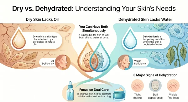 Dry vs Dehydrated skin infography