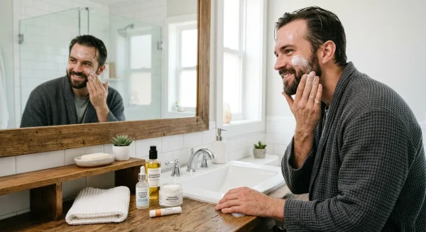 man doing skincare for dry skin