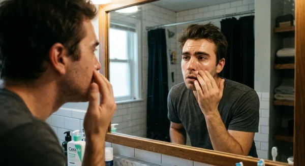 man with oily skin problem