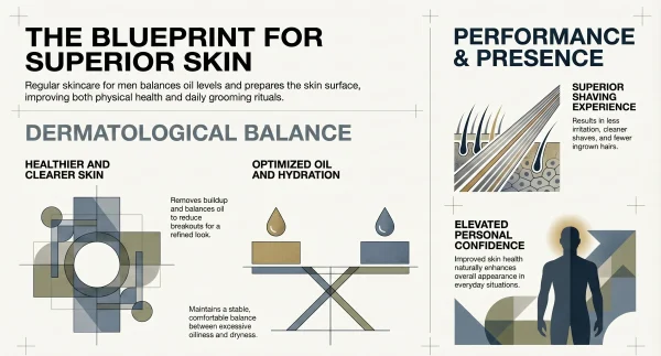 Benefits of a Skincare Routine for men infography 