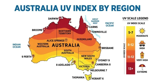 Australia UV index by region