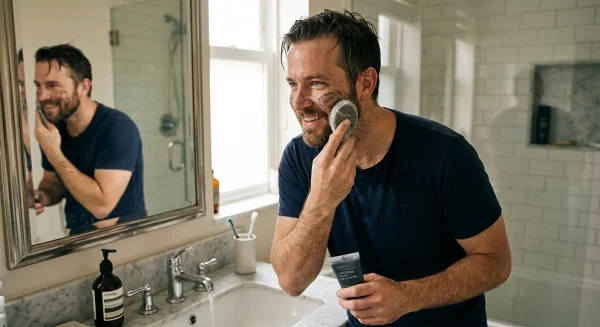 man exfoliating