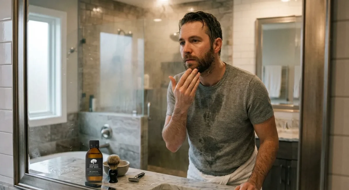 Man using Pre Shave Oil