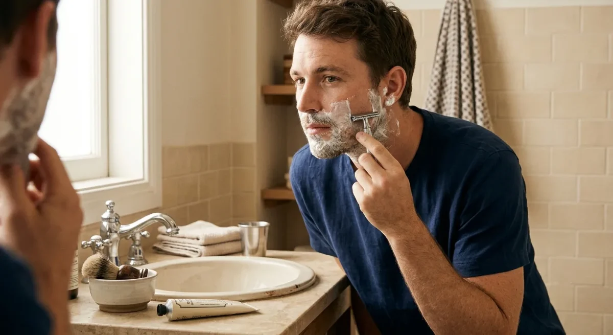 man shaving