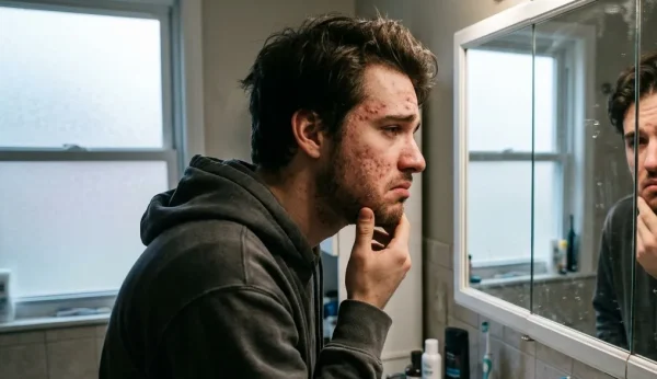man with acne problem