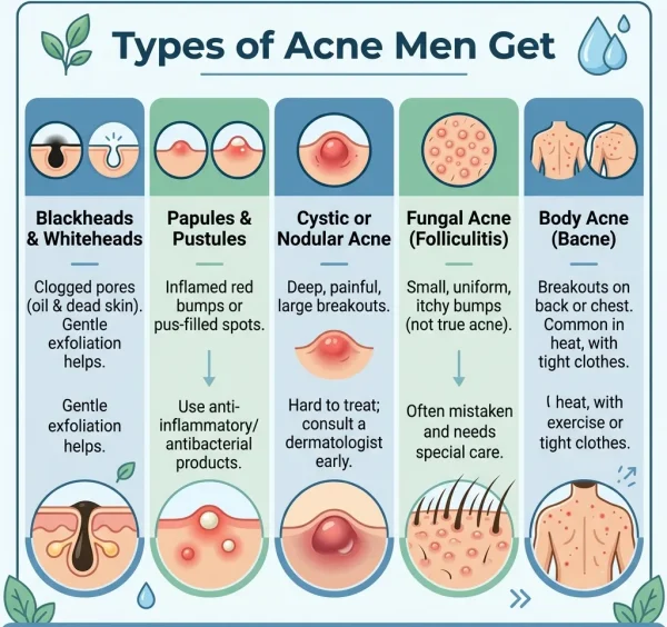 types of acne in men